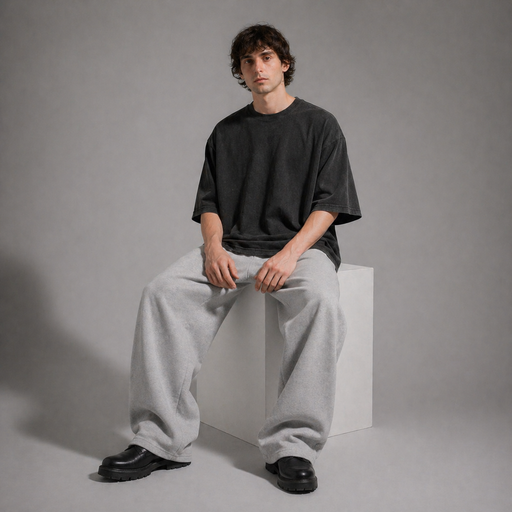 ARC Black Oversized Washed T-Shirt | تيشيرت أوفر سايز محجر أسود