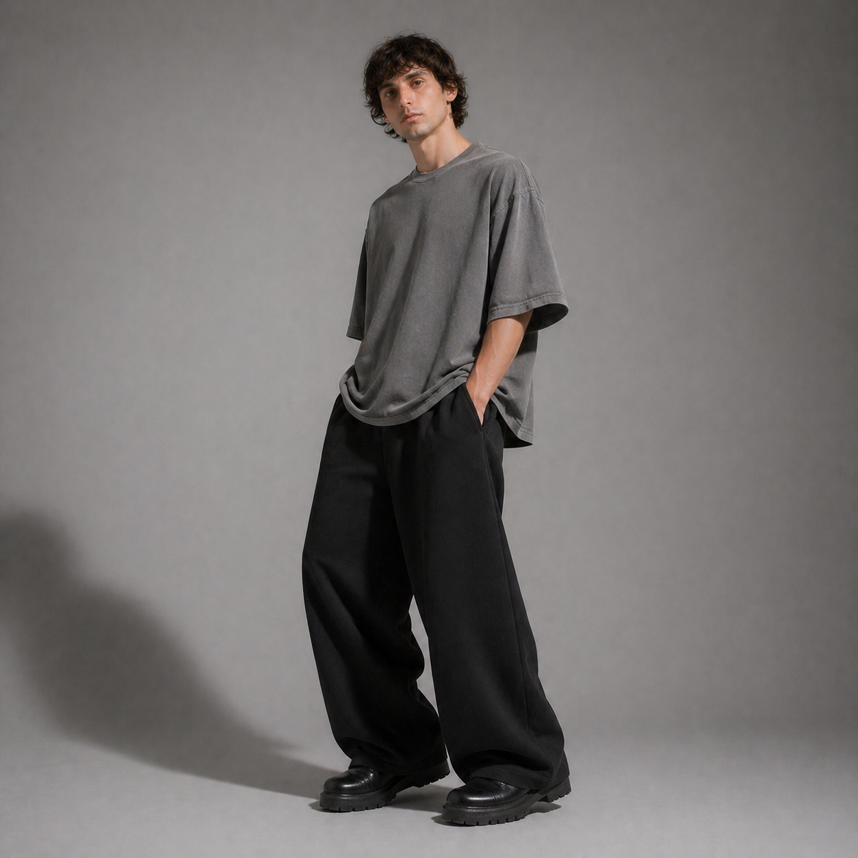ARC Gray Oversized Washed T-Shirt | تيشيرت أوفر سايز محجر رمادي