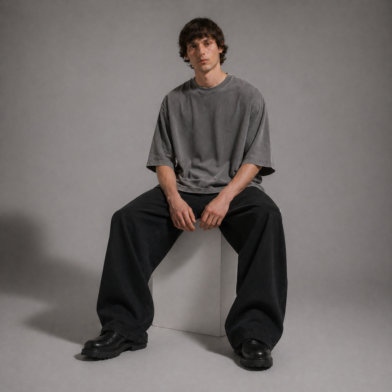 ARC Gray Oversized Washed T-Shirt | تيشيرت أوفر سايز محجر رمادي