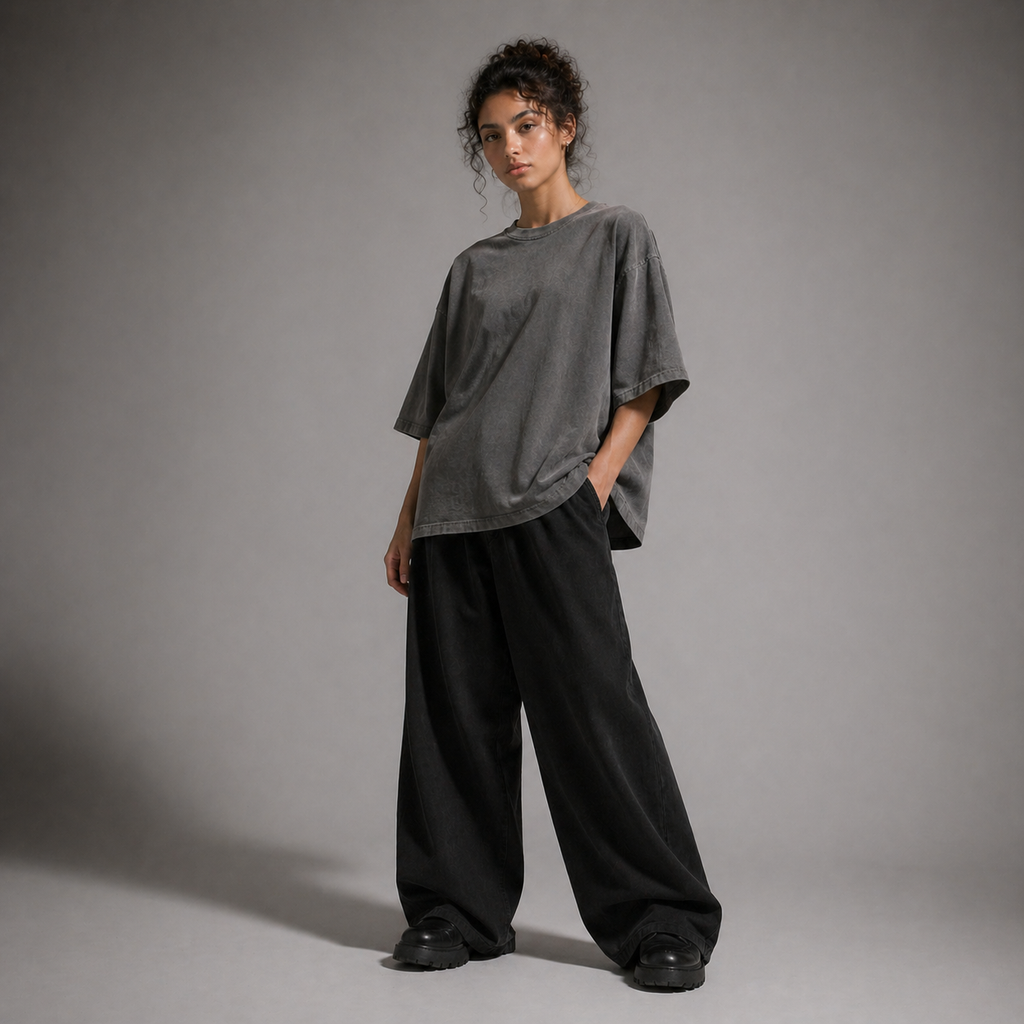 ARC Gray Oversized Washed T-Shirt | تيشيرت أوفر سايز محجر رمادي