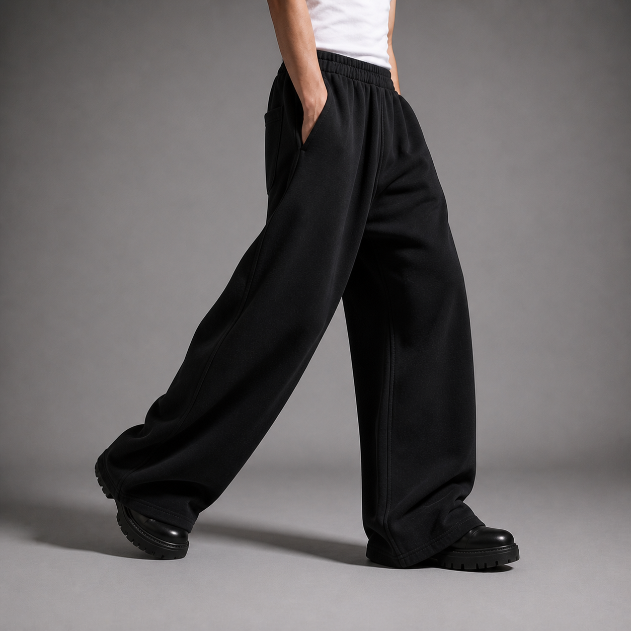 ARC Black Oversized Wide-Leg Sweatpants | سويت بانتس أوفر سايز واسع أسود