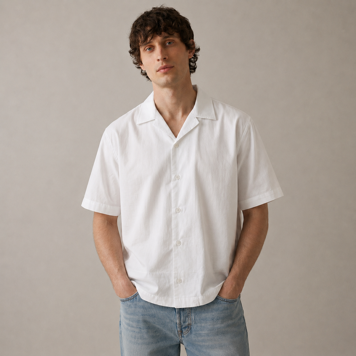 White Boxy Fit Shirt for Men – ARC Egypt